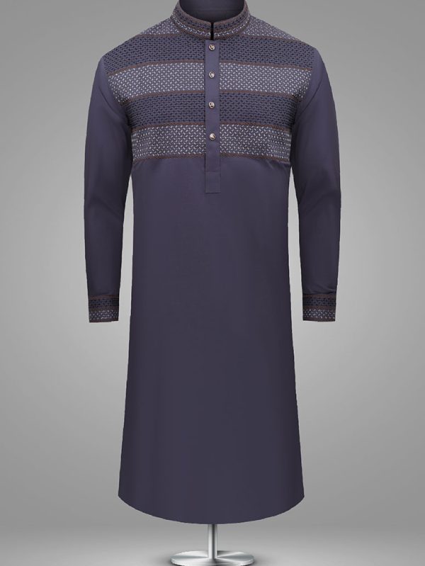 Cyber Grape Embroidered Panjabi - XL