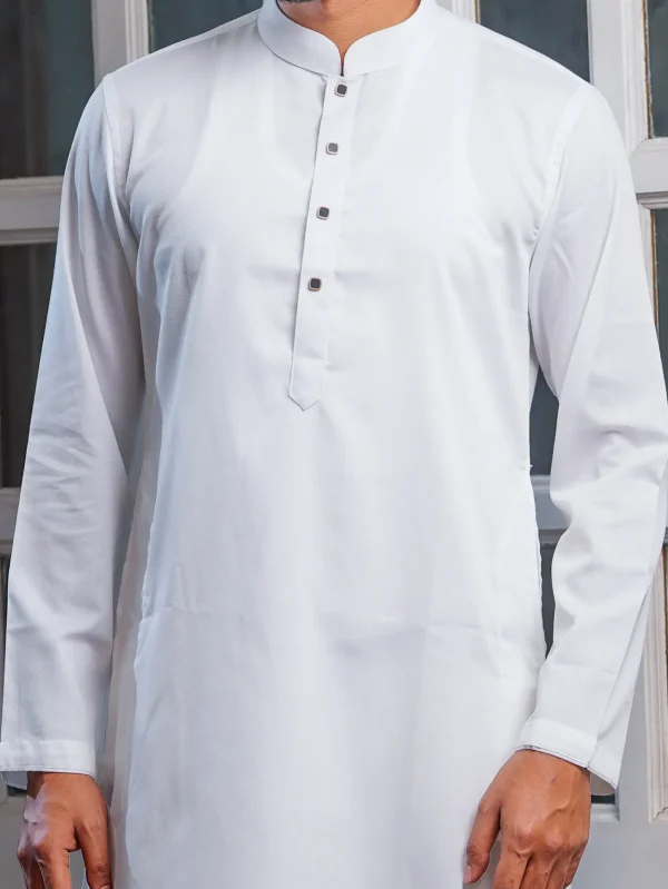 Solid White Luxury Panjabi - XL