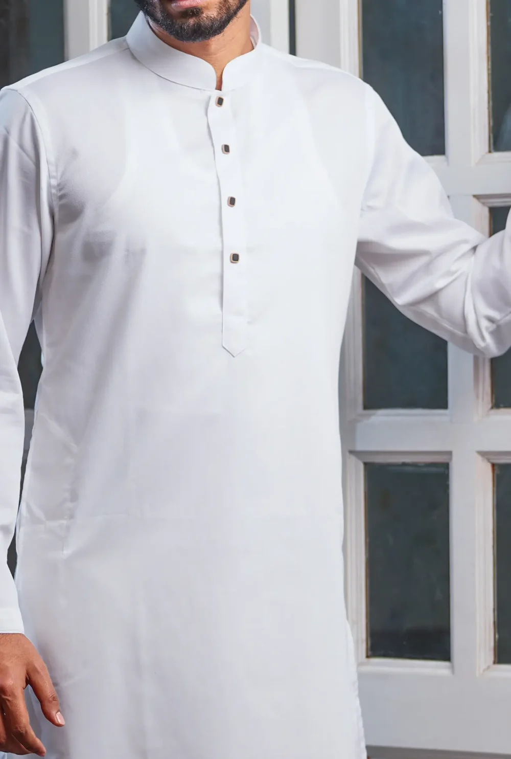 Solid White Luxury Panjabi - Image 2