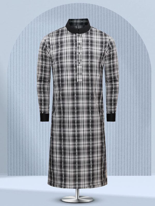 Black & White Tartan Panjabi - S