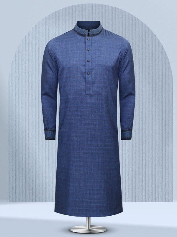 Azure Blue Embroidered Panjabi - M