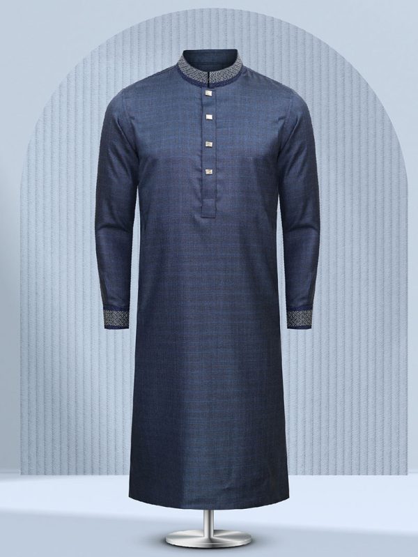 Scape Blue Embroidered Panjabi - M