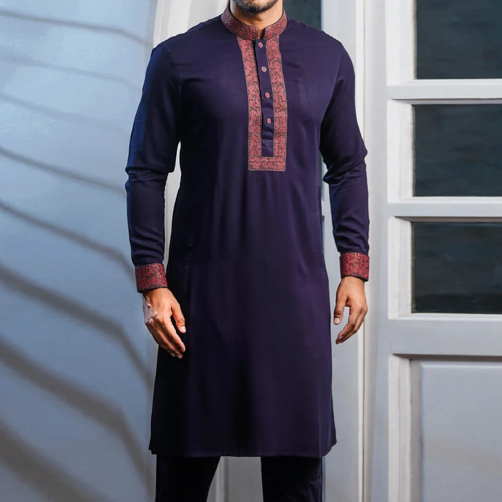 Purple Kabli Set with Red Elegant Embroidery