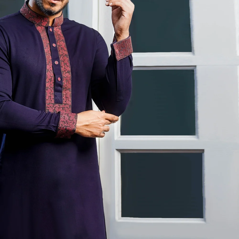 Purple Kabli Set with Red Elegant Embroidery - Image 2