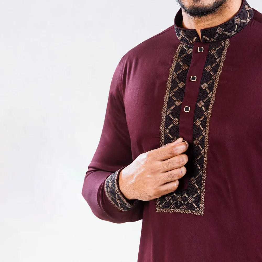 Maroon Kabli Set with Black Elegant Embroidery - Image 3