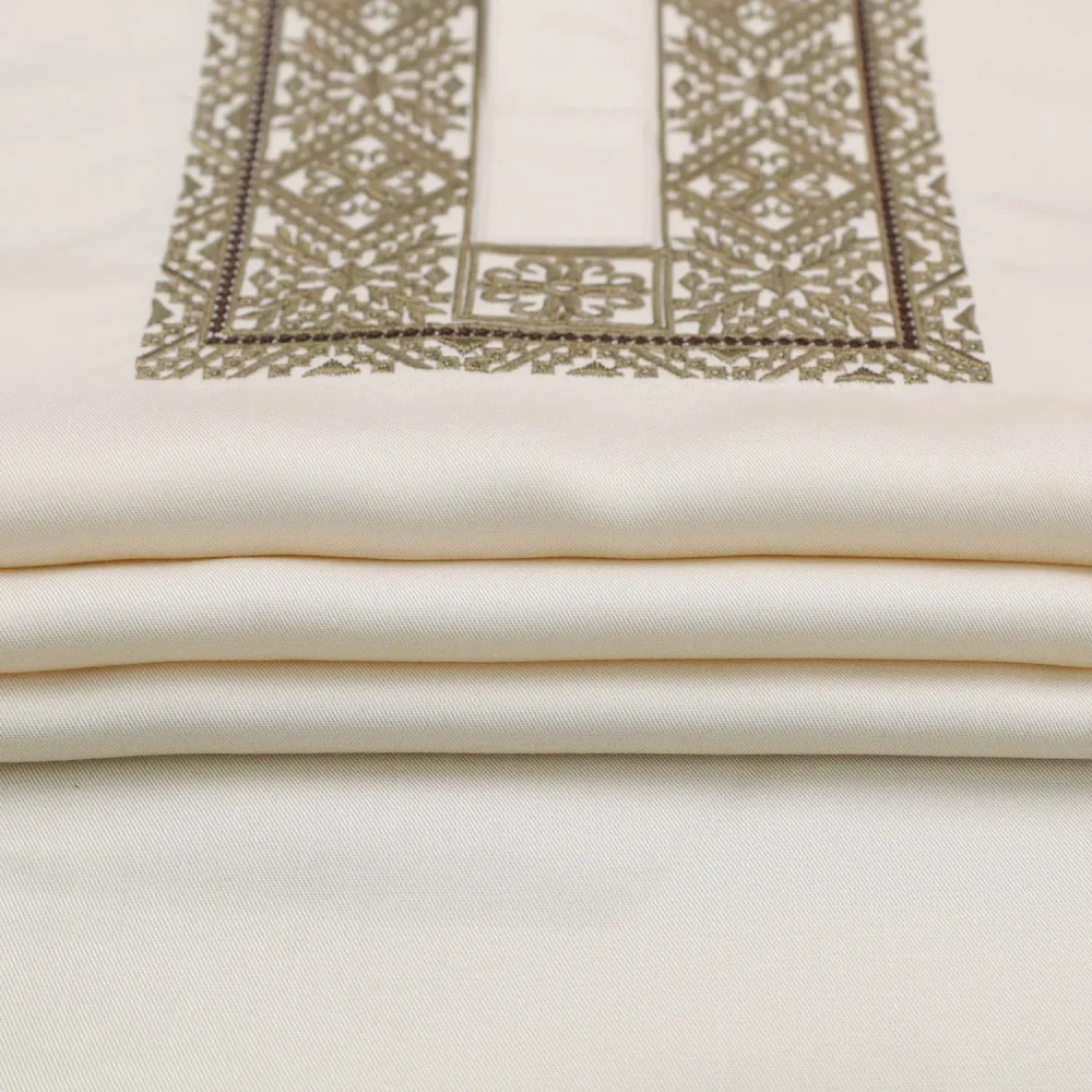 Ivory White Embroidered Plain Panjabi