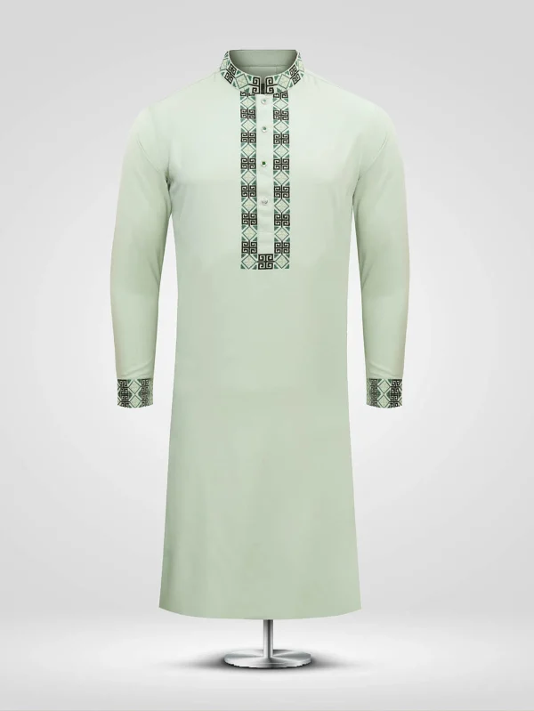 Tea Green Embroidered Panjabi