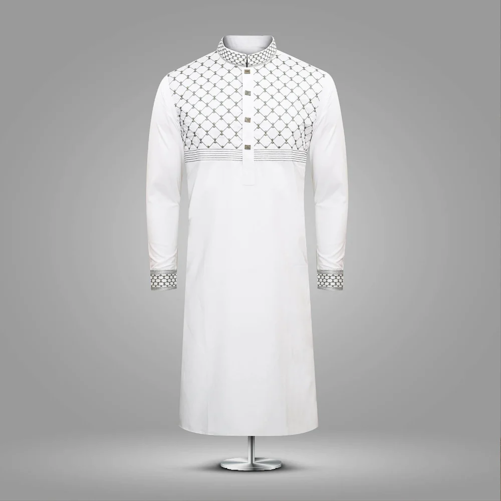 White Embroidered Panjabi