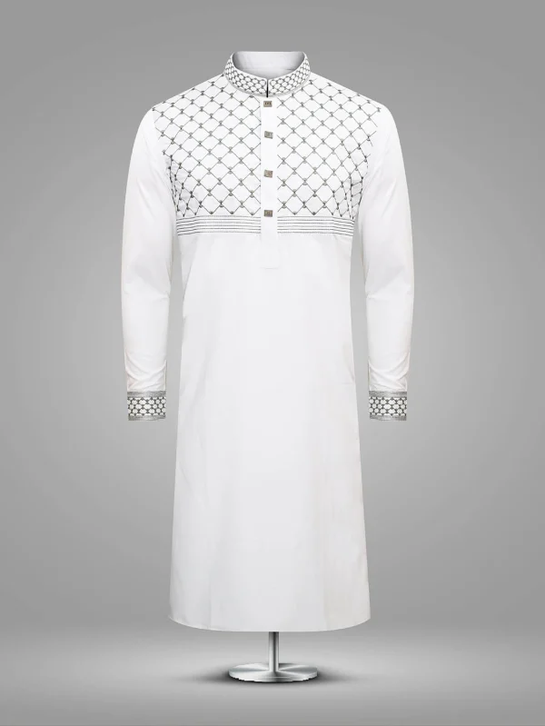 White Embroidered Panjabi