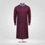 Maroon Textured Slim Fit Panjabi