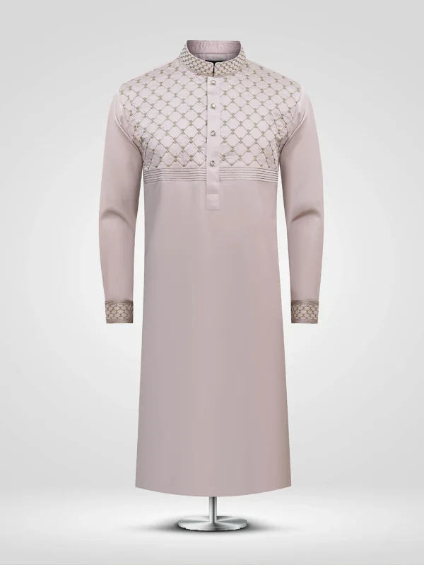 Rose Quartz Embroidered Plain Panjabi