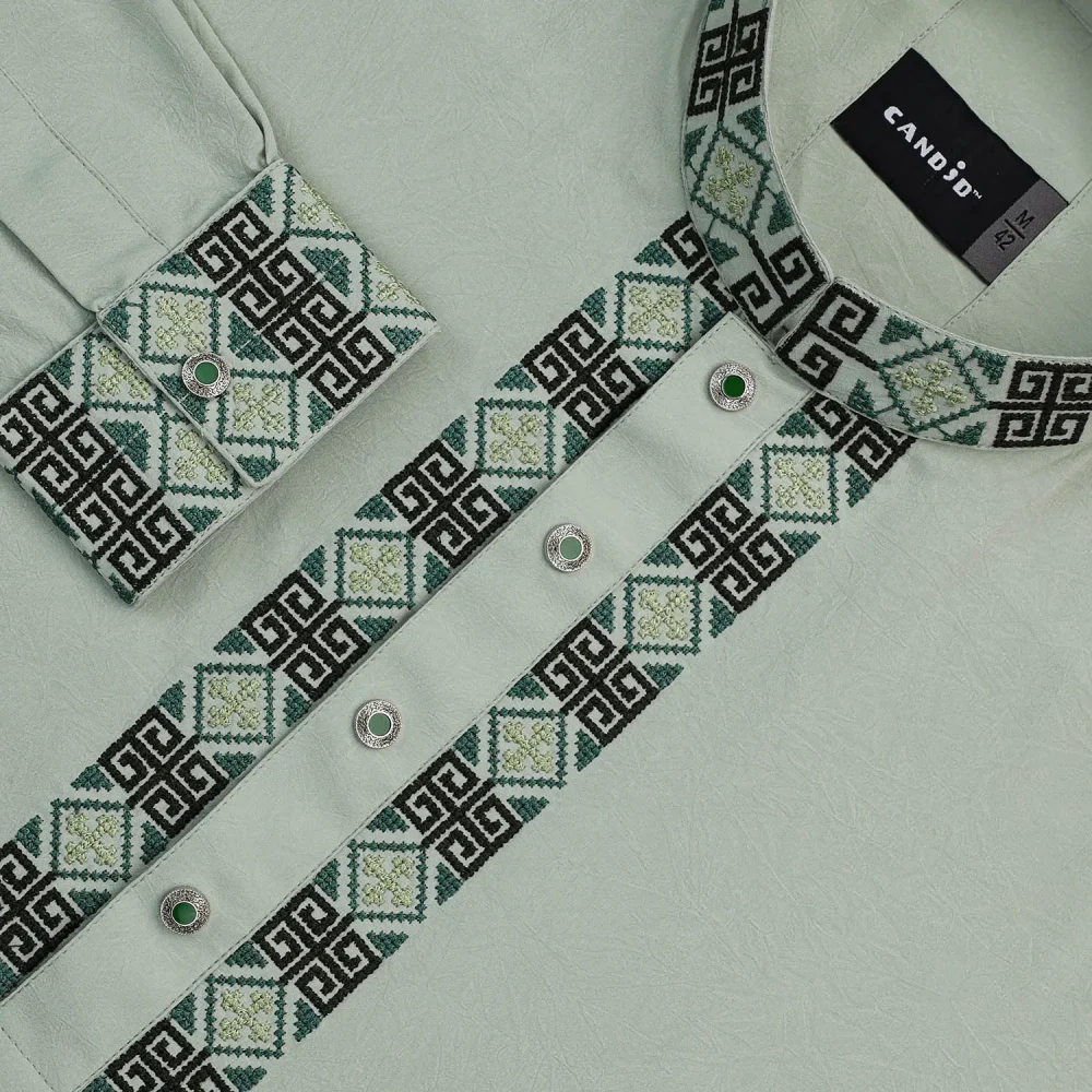 Tea Green Embroidered Panjabi