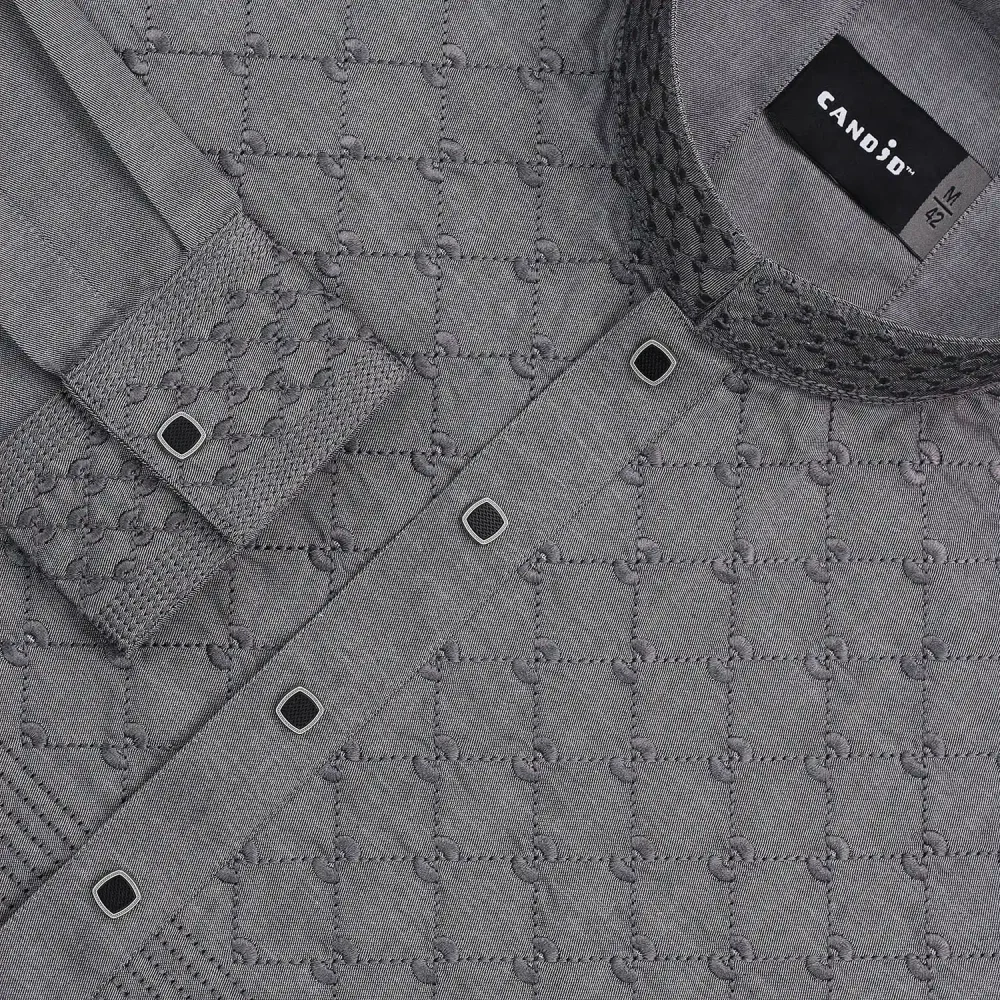 Gray Embroidered Cotton Panjabi