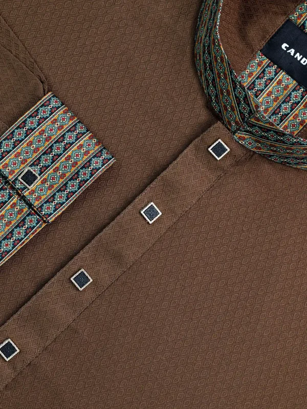 Walnut Brown Textured Panjabi