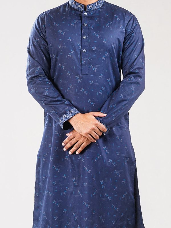 Royal Blue Print Panjabi - M