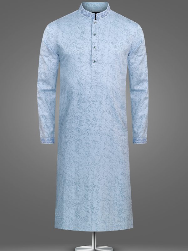 Baby Blue Print Panjabi - L