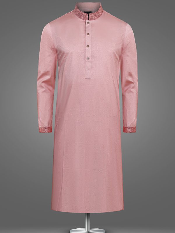 Lavender Pink Print Panjabi - M