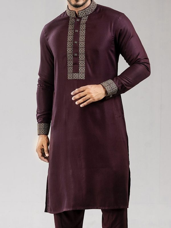 Exclusive Maroon Embroidered Panjabi - M